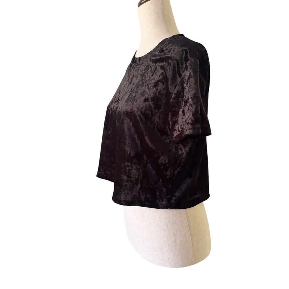 No Comment Crushed Velvet crop top Vintage Medium Y2K Whimsigoth Dark Fairy Vamp - Picture 2 of 7